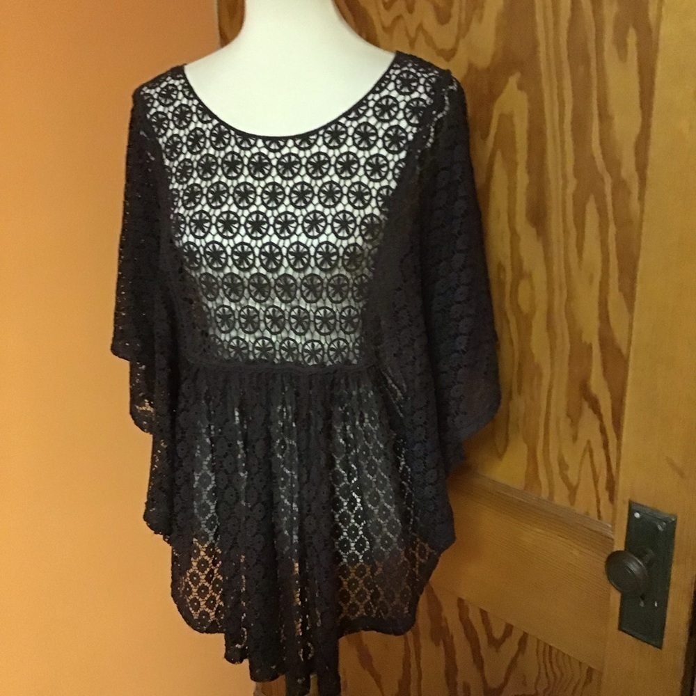 Brown lace boho hippie chic cover up - Picture 7 of 10